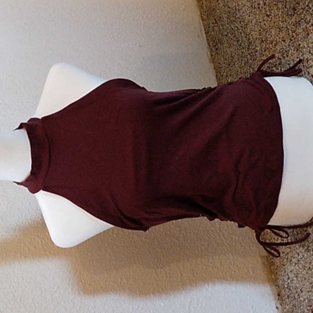 Charlotte Russe tank top with side ties and button back collar